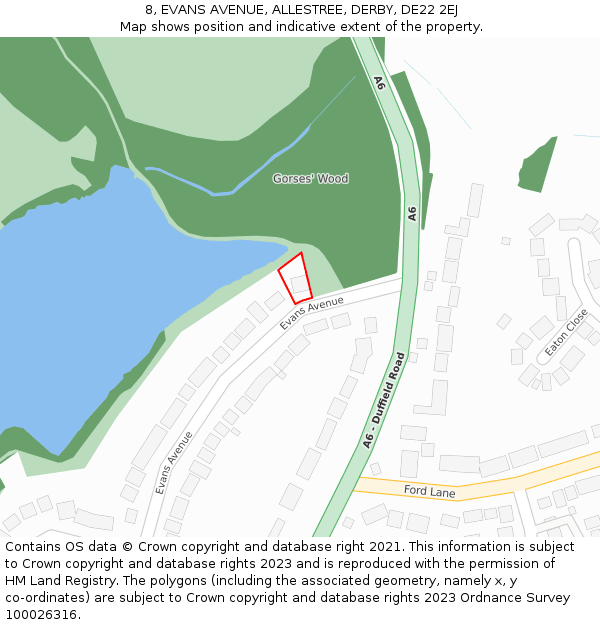 8, EVANS AVENUE, ALLESTREE, DERBY, DE22 2EJ: Location map and indicative extent of plot