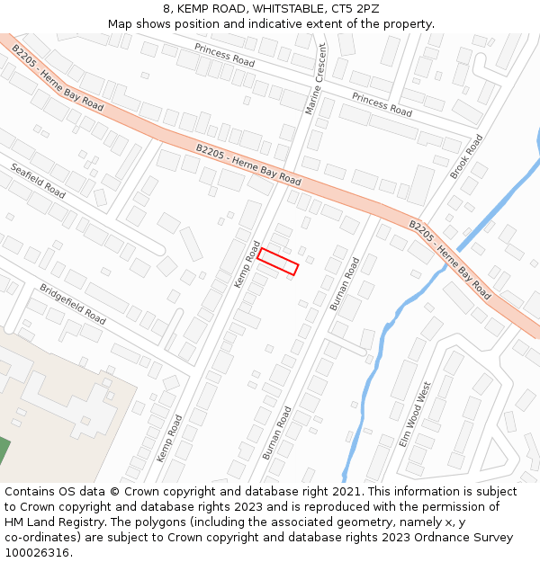 8, KEMP ROAD, WHITSTABLE, CT5 2PZ: Location map and indicative extent of plot