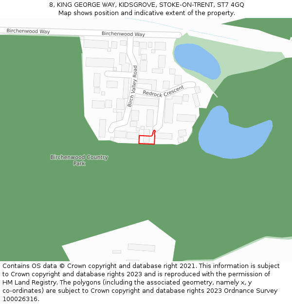 8, KING GEORGE WAY, KIDSGROVE, STOKE-ON-TRENT, ST7 4GQ: Location map and indicative extent of plot