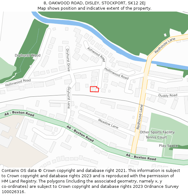 8, OAKWOOD ROAD, DISLEY, STOCKPORT, SK12 2EJ: Location map and indicative extent of plot