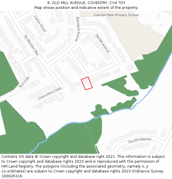 8, OLD MILL AVENUE, COVENTRY, CV4 7DY: Location map and indicative extent of plot