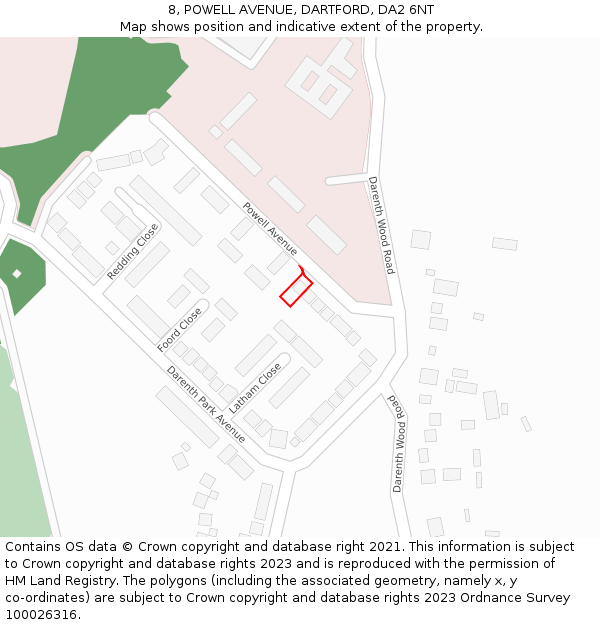 8, POWELL AVENUE, DARTFORD, DA2 6NT: Location map and indicative extent of plot