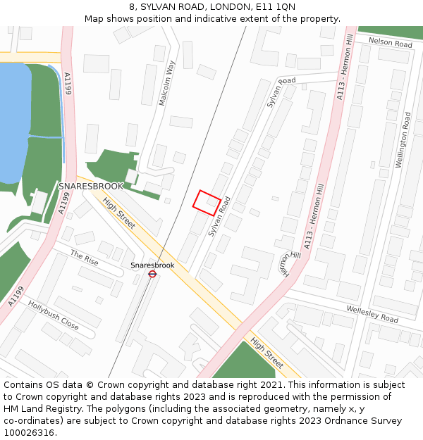 8, SYLVAN ROAD, LONDON, E11 1QN: Location map and indicative extent of plot