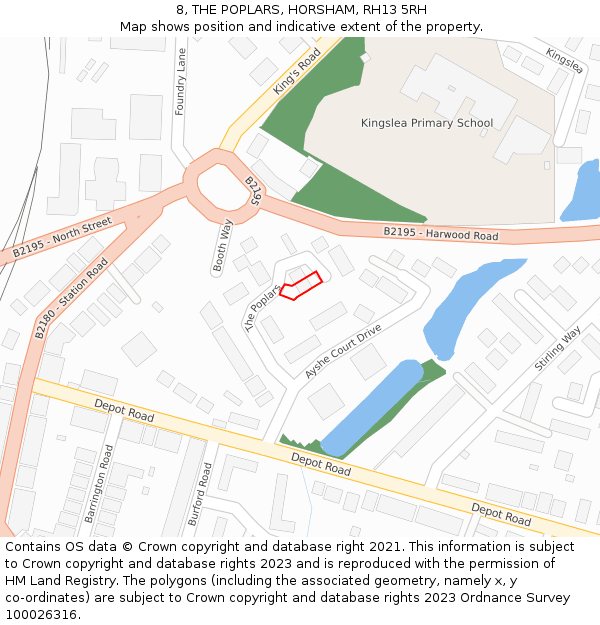 8, THE POPLARS, HORSHAM, RH13 5RH: Location map and indicative extent of plot