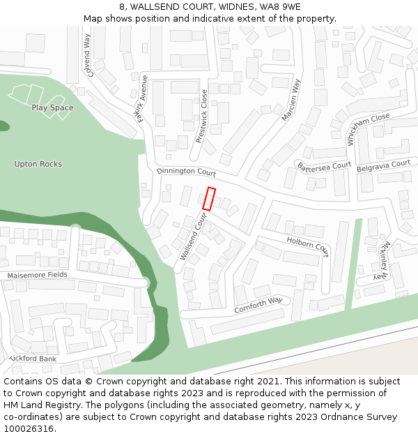 8, WALLSEND COURT, WIDNES, WA8 9WE: Location map and indicative extent of plot