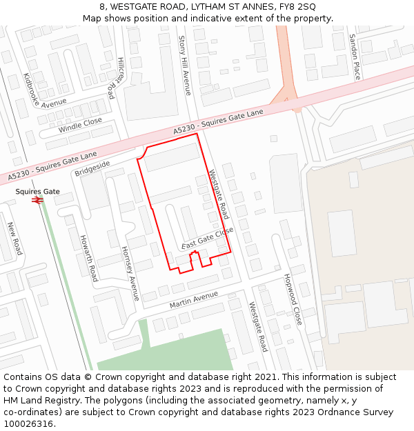 8, WESTGATE ROAD, LYTHAM ST ANNES, FY8 2SQ: Location map and indicative extent of plot