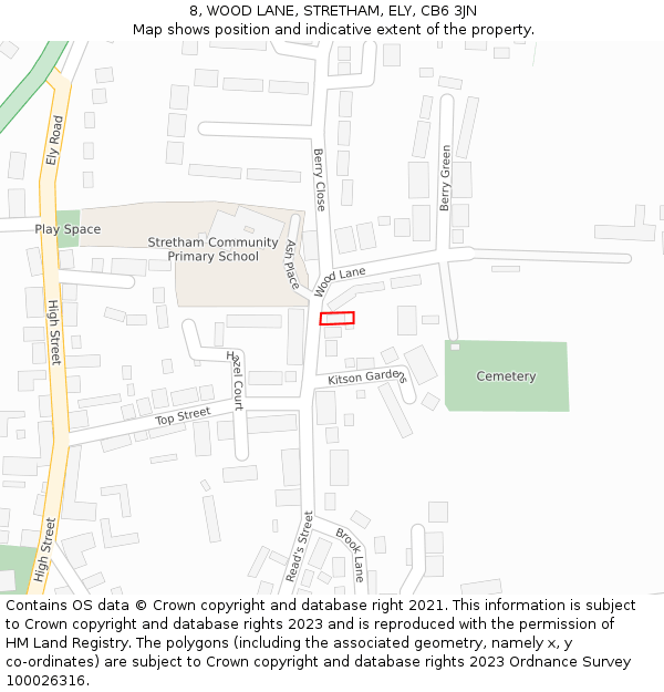 8, WOOD LANE, STRETHAM, ELY, CB6 3JN: Location map and indicative extent of plot