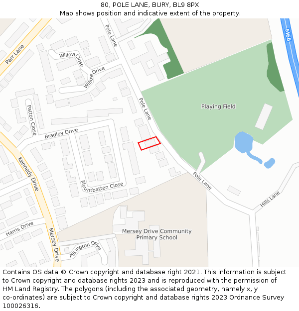 80, POLE LANE, BURY, BL9 8PX: Location map and indicative extent of plot