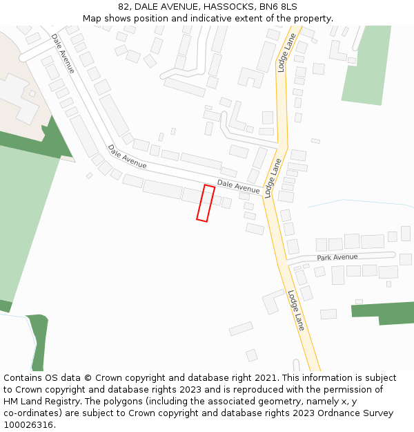 82, DALE AVENUE, HASSOCKS, BN6 8LS: Location map and indicative extent of plot