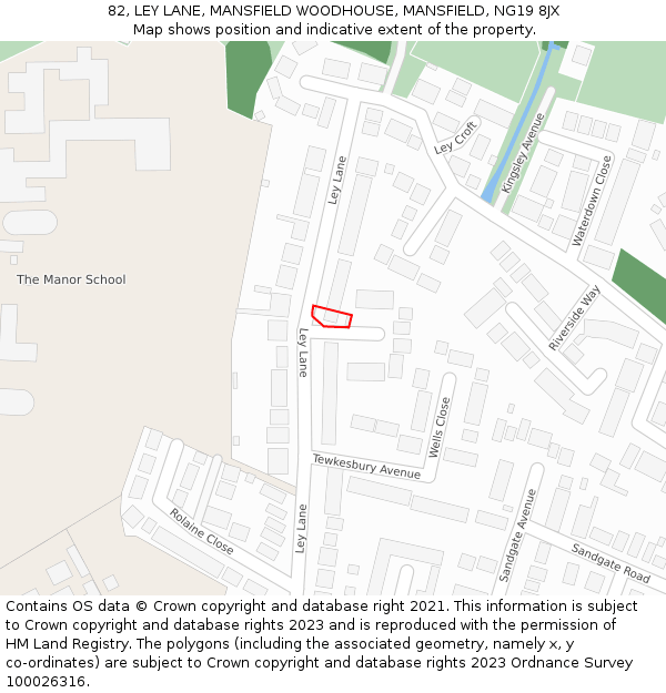 82, LEY LANE, MANSFIELD WOODHOUSE, MANSFIELD, NG19 8JX: Location map and indicative extent of plot