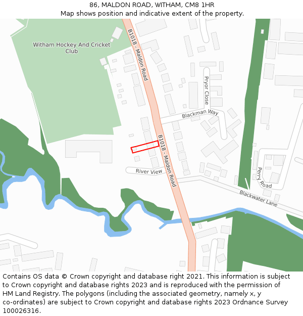 86, MALDON ROAD, WITHAM, CM8 1HR: Location map and indicative extent of plot