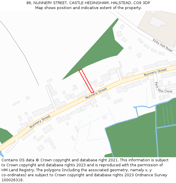 86, NUNNERY STREET, CASTLE HEDINGHAM, HALSTEAD, CO9 3DP: Location map and indicative extent of plot