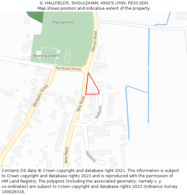 9, HALLFIELDS, SHOULDHAM, KING'S LYNN, PE33 0DN: Location map and indicative extent of plot