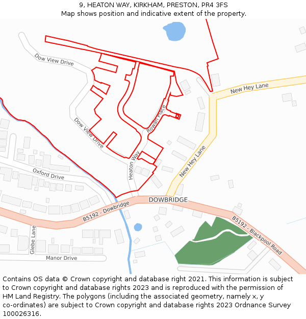 9, HEATON WAY, KIRKHAM, PRESTON, PR4 3FS: Location map and indicative extent of plot