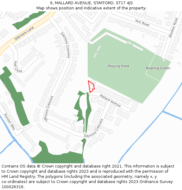 9, MALLARD AVENUE, STAFFORD, ST17 4JS: Location map and indicative extent of plot