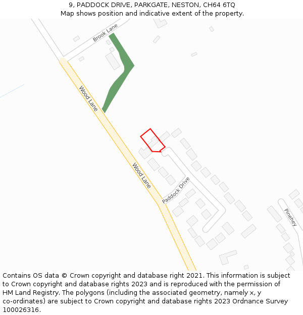 9, PADDOCK DRIVE, PARKGATE, NESTON, CH64 6TQ: Location map and indicative extent of plot