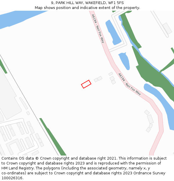 9, PARK HILL WAY, WAKEFIELD, WF1 5FS: Location map and indicative extent of plot