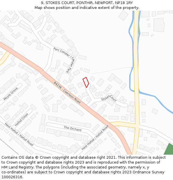 9, STOKES COURT, PONTHIR, NEWPORT, NP18 1RY: Location map and indicative extent of plot