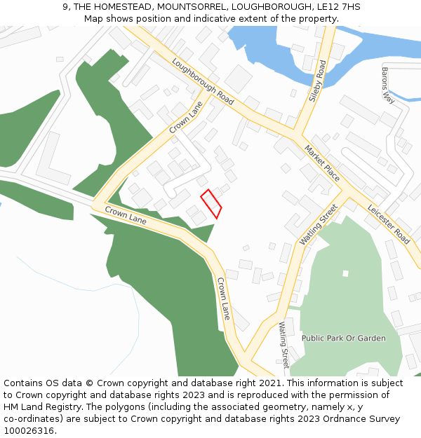 9, THE HOMESTEAD, MOUNTSORREL, LOUGHBOROUGH, LE12 7HS: Location map and indicative extent of plot