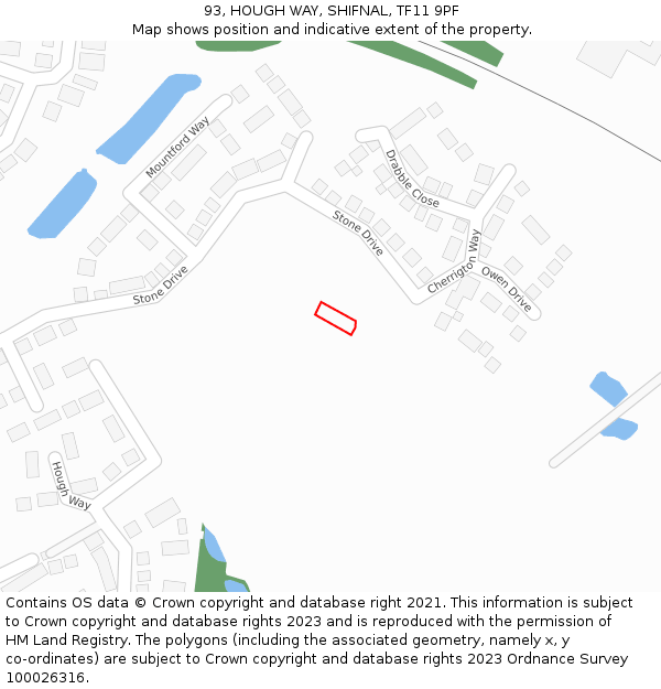 93, HOUGH WAY, SHIFNAL, TF11 9PF: Location map and indicative extent of plot