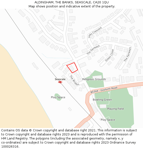 ALDINGHAM, THE BANKS, SEASCALE, CA20 1QU: Location map and indicative extent of plot