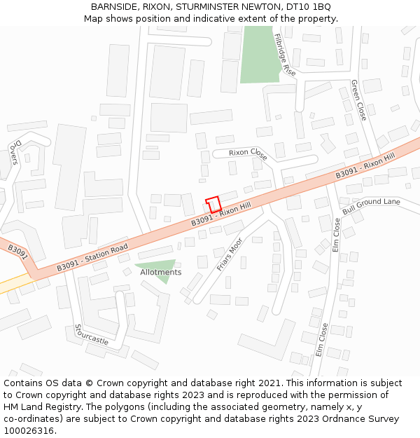 BARNSIDE, RIXON, STURMINSTER NEWTON, DT10 1BQ: Location map and indicative extent of plot