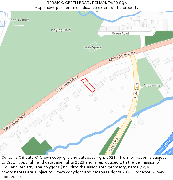 BERWICK, GREEN ROAD, EGHAM, TW20 8QN: Location map and indicative extent of plot