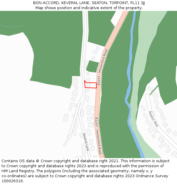 BON ACCORD, KEVERAL LANE, SEATON, TORPOINT, PL11 3JJ: Location map and indicative extent of plot