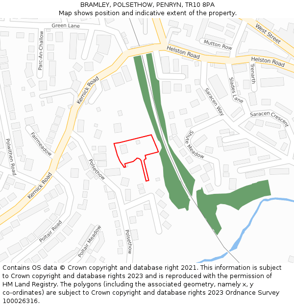 BRAMLEY, POLSETHOW, PENRYN, TR10 8PA: Location map and indicative extent of plot