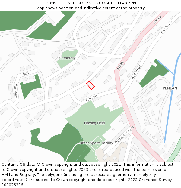 BRYN LLIFON, PENRHYNDEUDRAETH, LL48 6PN: Location map and indicative extent of plot