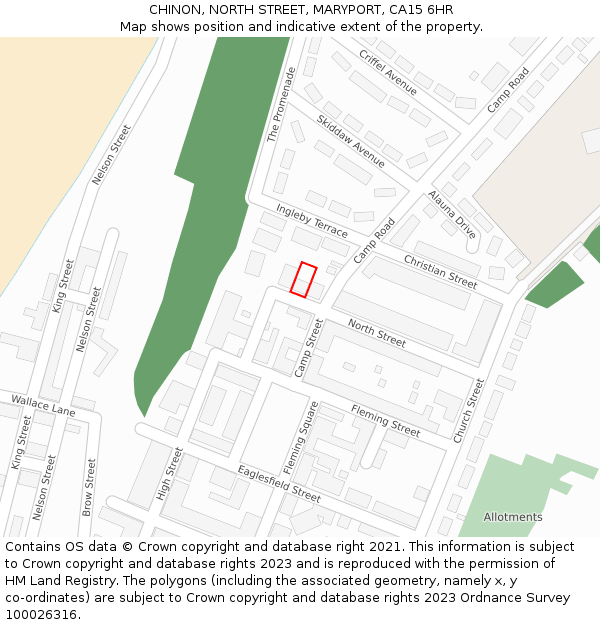 CHINON, NORTH STREET, MARYPORT, CA15 6HR: Location map and indicative extent of plot