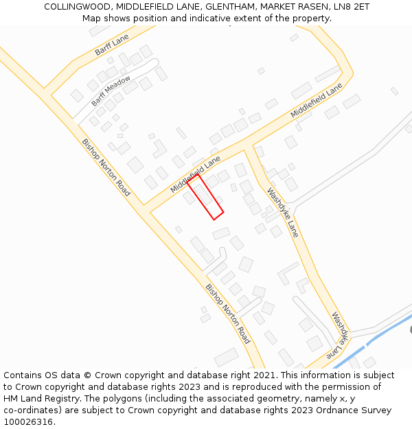 COLLINGWOOD, MIDDLEFIELD LANE, GLENTHAM, MARKET RASEN, LN8 2ET: Location map and indicative extent of plot