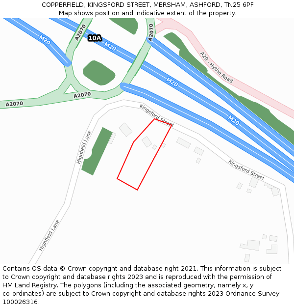 COPPERFIELD, KINGSFORD STREET, MERSHAM, ASHFORD, TN25 6PF: Location map and indicative extent of plot