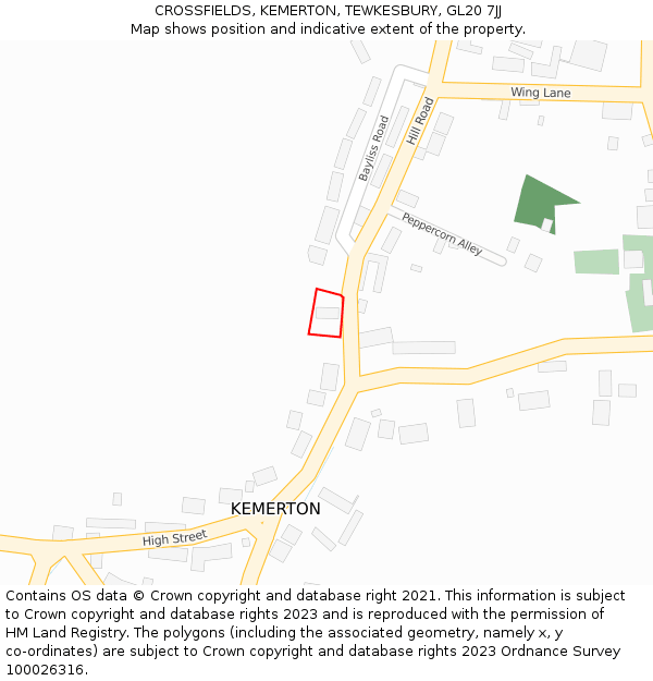 CROSSFIELDS, KEMERTON, TEWKESBURY, GL20 7JJ: Location map and indicative extent of plot