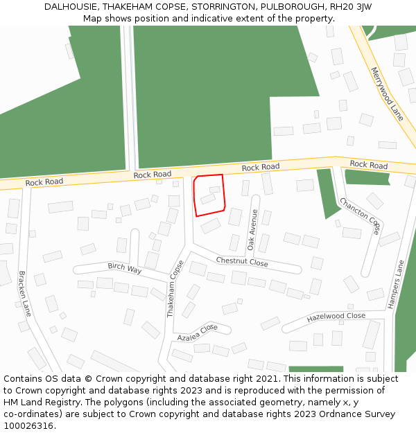 DALHOUSIE, THAKEHAM COPSE, STORRINGTON, PULBOROUGH, RH20 3JW: Location map and indicative extent of plot