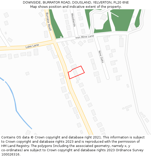 DOWNSIDE, BURRATOR ROAD, DOUSLAND, YELVERTON, PL20 6NE: Location map and indicative extent of plot