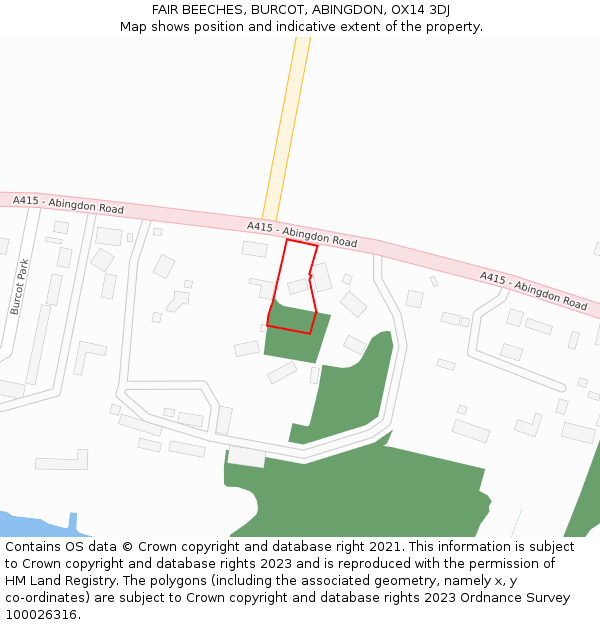 FAIR BEECHES, BURCOT, ABINGDON, OX14 3DJ: Location map and indicative extent of plot