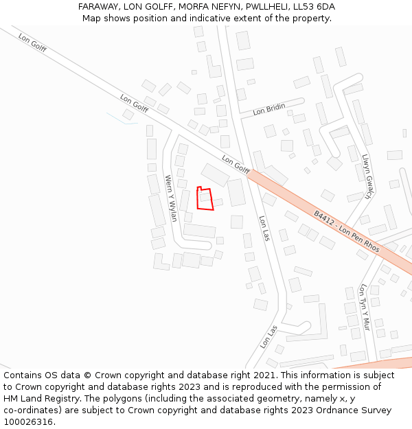 FARAWAY, LON GOLFF, MORFA NEFYN, PWLLHELI, LL53 6DA: Location map and indicative extent of plot