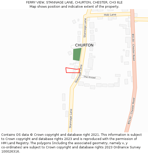 FERRY VIEW, STANNAGE LANE, CHURTON, CHESTER, CH3 6LE: Location map and indicative extent of plot