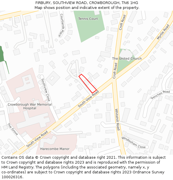 FIRBURY, SOUTHVIEW ROAD, CROWBOROUGH, TN6 1HG: Location map and indicative extent of plot