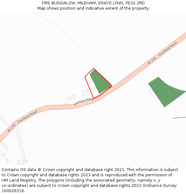 FIRS BUNGALOW, MILEHAM, KING'S LYNN, PE32 2RD: Location map and indicative extent of plot