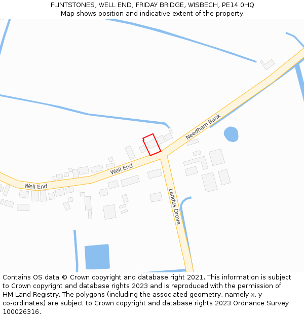 FLINTSTONES, WELL END, FRIDAY BRIDGE, WISBECH, PE14 0HQ: Location map and indicative extent of plot