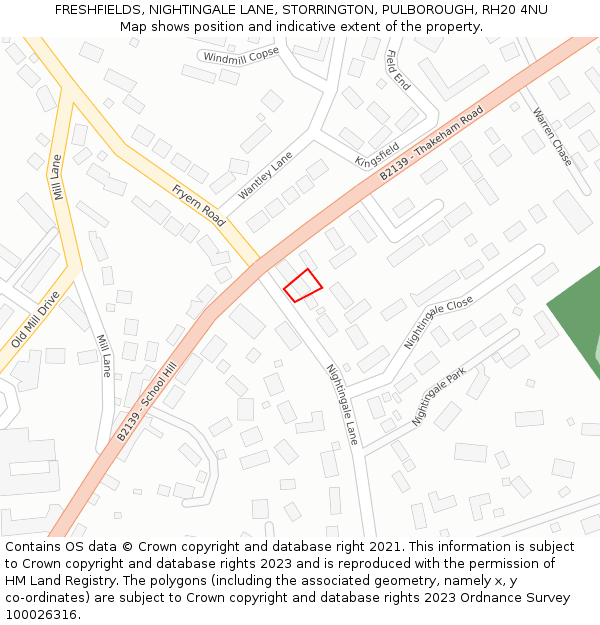 FRESHFIELDS, NIGHTINGALE LANE, STORRINGTON, PULBOROUGH, RH20 4NU: Location map and indicative extent of plot