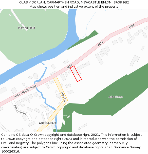 GLAS Y DORLAN, CARMARTHEN ROAD, NEWCASTLE EMLYN, SA38 9BZ: Location map and indicative extent of plot