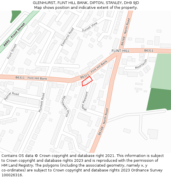 GLENHURST, FLINT HILL BANK, DIPTON, STANLEY, DH9 9JD: Location map and indicative extent of plot