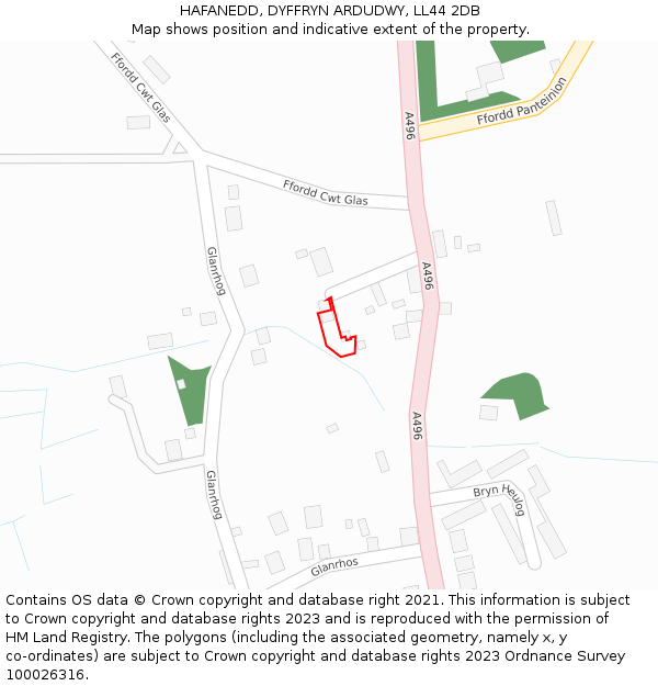 HAFANEDD, DYFFRYN ARDUDWY, LL44 2DB: Location map and indicative extent of plot