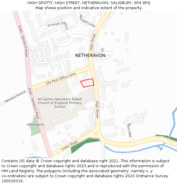 HIGH SPOTTY, HIGH STREET, NETHERAVON, SALISBURY, SP4 9PQ: Location map and indicative extent of plot