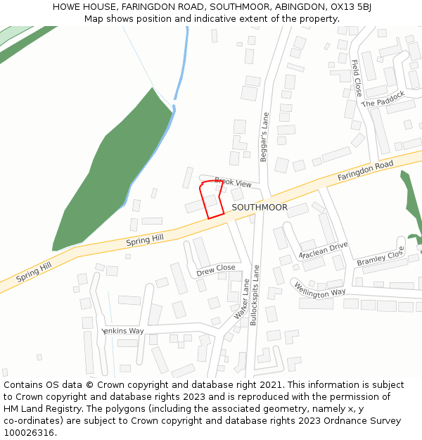 HOWE HOUSE, FARINGDON ROAD, SOUTHMOOR, ABINGDON, OX13 5BJ: Location map and indicative extent of plot