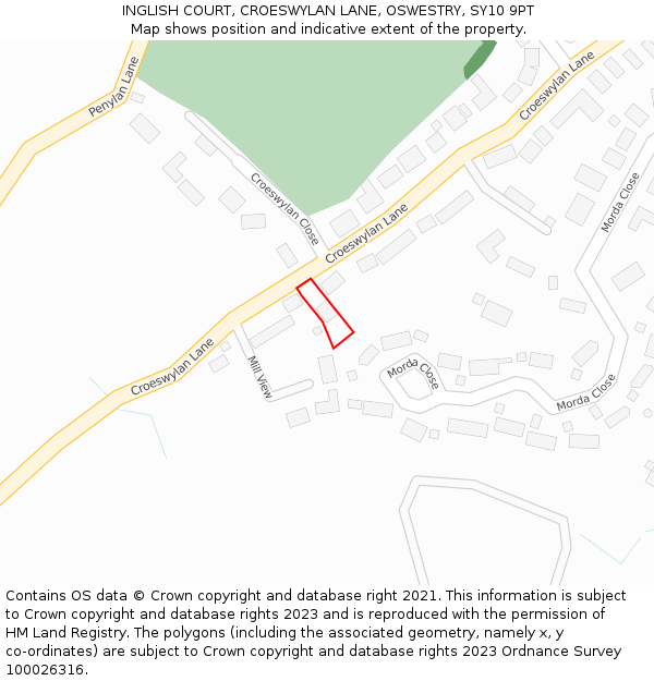 INGLISH COURT, CROESWYLAN LANE, OSWESTRY, SY10 9PT: Location map and indicative extent of plot