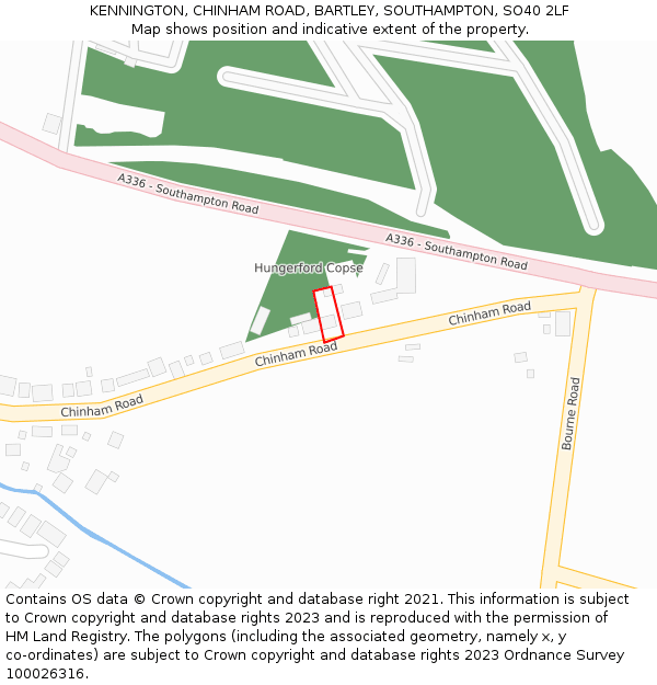 KENNINGTON, CHINHAM ROAD, BARTLEY, SOUTHAMPTON, SO40 2LF: Location map and indicative extent of plot